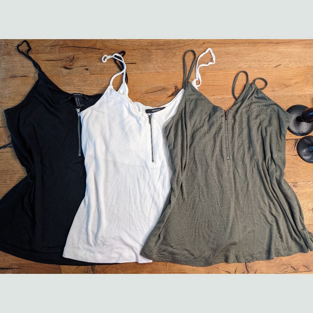 LOT OF 3- Forever 21 Zipper Detail Tops